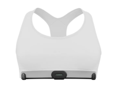 El pulsómetro HRM-Fit de Garmin se sujeta a un sujetador deportivo. (Fuente de la imagen: Garmin)