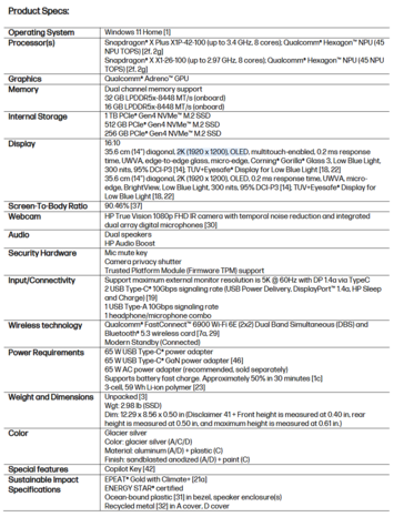 Especificaciones del HP OmniBook 5 14 (fuente de la imagen: HP)