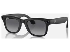 Gafas Ray-Ban Meta Gen 2 negras, vistas de frente sobre un fondo blanco; cámara y LED de captura en las esquinas delanteras