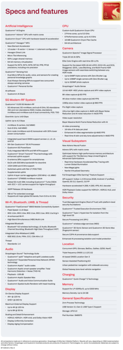 Snapdragon 8 Elite Extreme Gen 6: Especificaciones