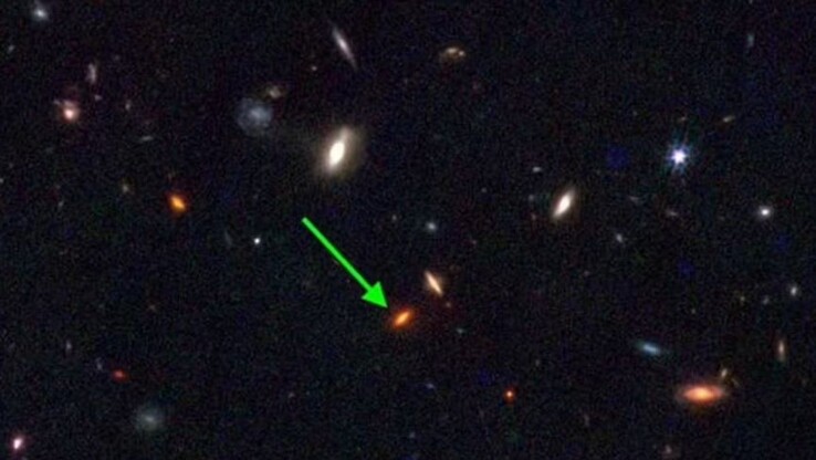 Galaxy ZF-UDS-7329 formada 800m años después del Big Bang es tan grande que no debería existir según el modelo cosmológico estándar. (Imagen: NASA JWST)