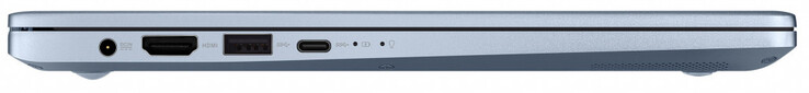 Lado izquierdo: toma de corriente, salida HDMI, dos puertos USB 3.2 Gen 1 (uno Tipo A, otro Tipo C)