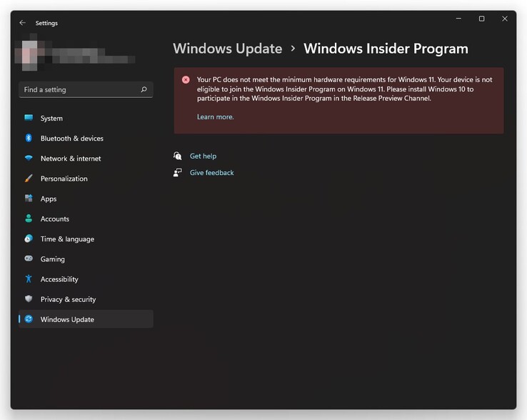 El programa Insider Preview de Windows 11 ya no está abierto para algunos dispositivos no compatibles. (Fuente de la imagen: @BetaWiki)