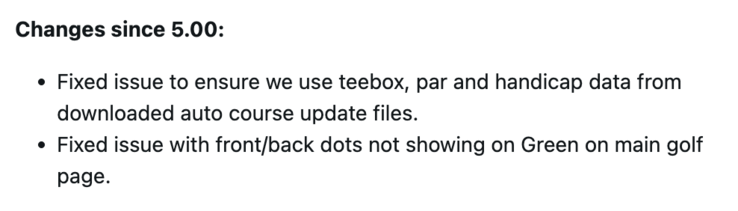 El registro de cambios del software del sistema 5.10 para el reloj inteligente Garmin Approach S12. (Fuente de la imagen: Captura de pantalla de un mensaje en el foro de Garmin)