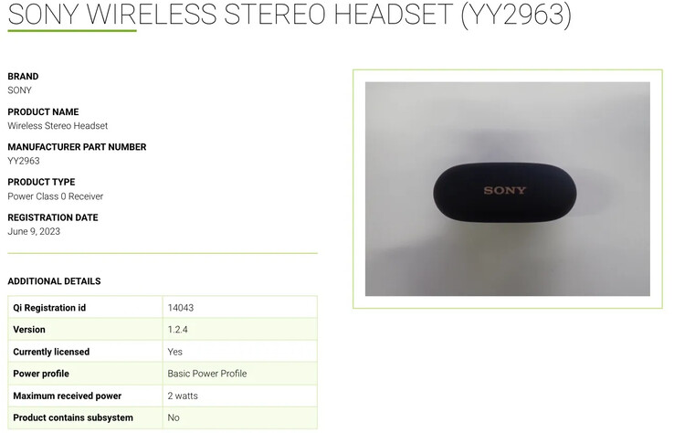 Sony registra los nuevos auriculares TWS antes de su lanzamiento. (Fuente: Wireless Power Consortium vía MySmartPrice)
