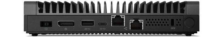 Detrás: Entrada CC, DisplayPoty, USB 3.1 Gen 2 Tipo-A, USB 3.1 Gen 2 Tipo-C (con soporte de pantalla y entrada de alimentación), 2x Ethernet, cierre Kensington