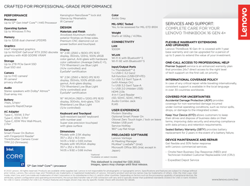 Lenovo ThinkBook 16 G4+ - Especificaciones. (Fuente de la imagen: Lenovo)