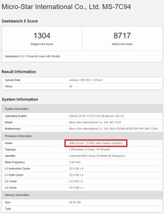 Ryzen 7 5700G. (Fuente de la imagen: Geekbench)