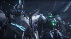 Captura de pantalla de Mecha Break mostrando mechs listos para la batalla
