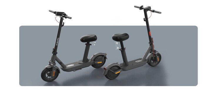 El Xiaomi Electric Scooter 5 Plus Seat tiene un soporte de altura ajustable. (Fuente de la imagen: Xiaomi)