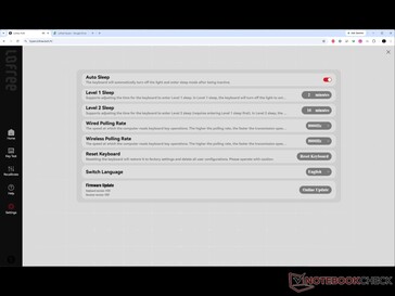Configuración del modo de suspensión, la frecuencia de sondeo y la actualización del firmware.