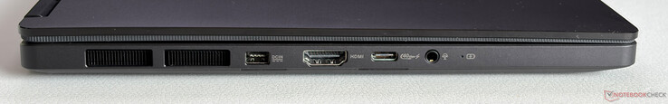 Izquierda: Alimentación, HDMI 2.1 FRL, USB-C 4.0 (40 Gbps, DisplayPort, suministro de energía), conector para auriculares de 3,5 mm