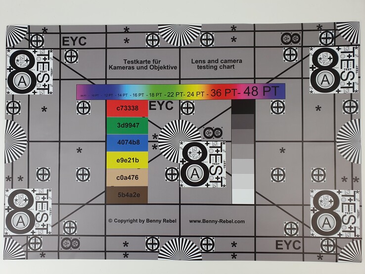 Nuestro test chart fotografiado con la cámara estándar