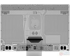 Una radiografía del nuevo iMac, cortesía de iFixit, muestra dos enormes placas metálicas y unas diminutas partes internas. (Imagen vía iFixit)