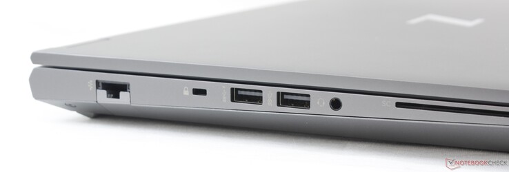 Izquierda: Gigabit Ethernet, cerradura de seguridad HP, 2x USB-A 3.1 Gen. 1, audio combo de 3.5 mm, lector de tarjetas inteligentes