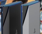 Un concepto de la consola PlayStation 6 muestra una versión más delgada de la PS5 con un diseño más anguloso. (Fuente de la imagen: Yanko Design/PlayStation - editado)
