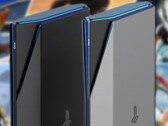 Un concepto de la consola PlayStation 6 muestra una versión más delgada de la PS5 con un diseño más anguloso. (Fuente de la imagen: Yanko Design/PlayStation - editado)