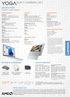 Lenovo Yoga Slim 7 Carbon - Especificaciones (Fuente: Lenovo)