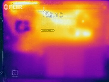 Mapa de calor de la parte inferior del dispositivo (prueba de esfuerzo)