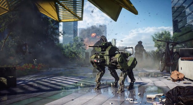 El perro robot de Battlefield 2042 se parece sospechosamente al SPUR (Imagen: Battlefield / YouTube)