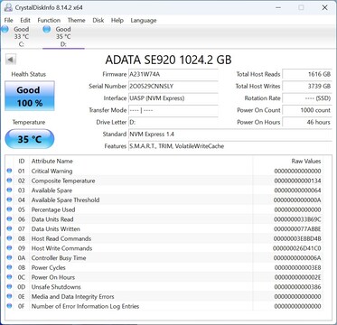 ADATA SE920 funciona a velocidad USB 3.2 Gen2