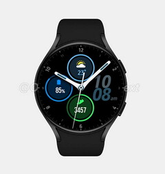 El render de Galaxy Watch Active 4 superpuesto con una esfera de reloj. (Fuente de la imagen: @heyitsyogesh)