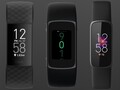 El Fitbit Charge 4 (L) y el Fitbit Luxe (R) comparados con el potencial Fitbit Charge 5. (Fuente de la imagen: Fitbit/9To5Google - editado)