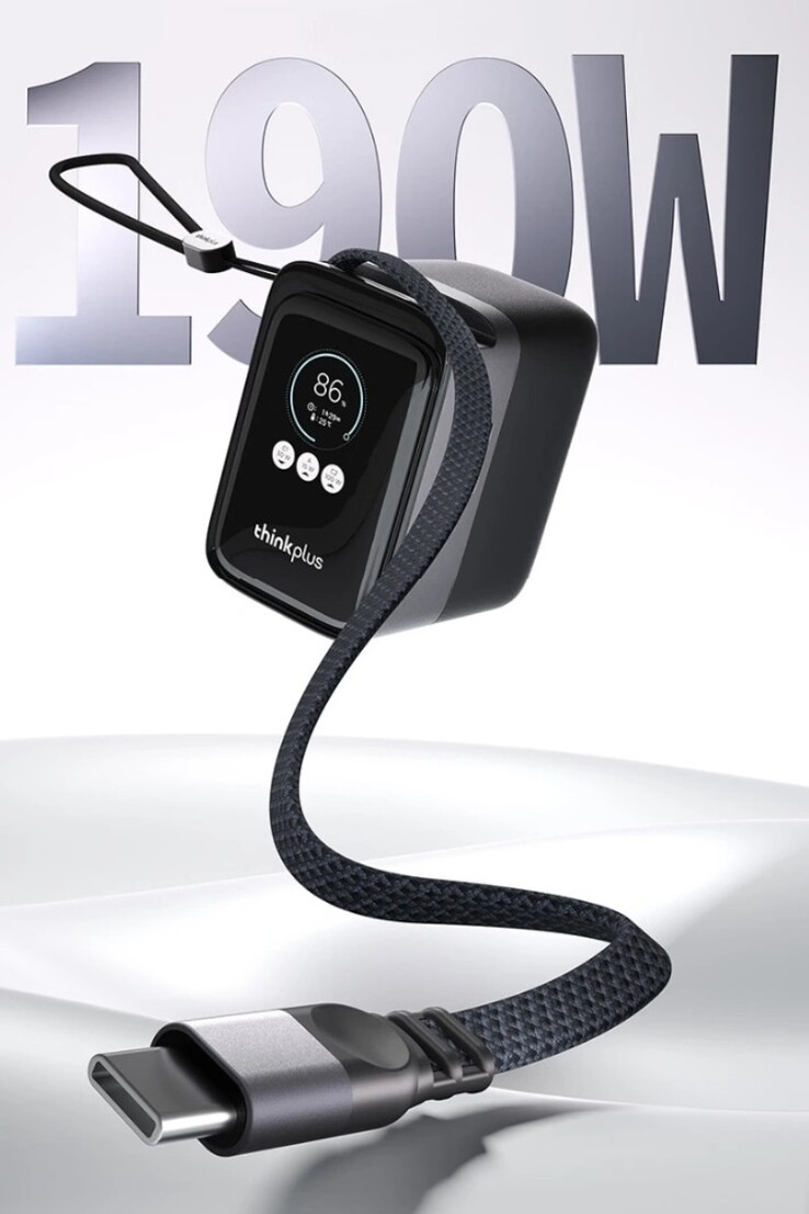 Banco de alimentación portátil de alta potencia Lenovo ThinkPlus con cable retráctil 190W 20K