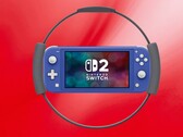 Maqueta de Switch 2 Lite rodeada por el mando Ring Fit
