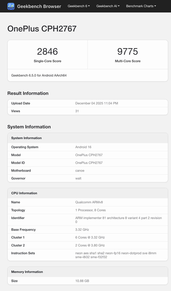 (Fuente de la imagen: Geekbench)