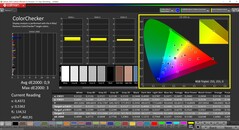 CalMAN ColorChecker (perfil: calibrado, espacio de color de destino: P3)