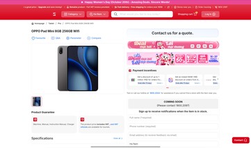 El listado de CellphoneS del Oppo Pad Mini muestra una sola configuración: 8GB de RAM y 256GB de almacenamiento