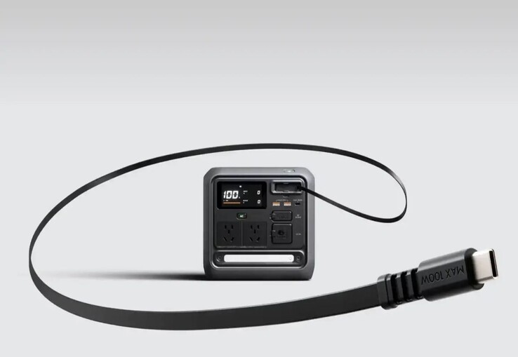 La estación de alimentación Power 1000 Mini de DJI tiene un cable USB-C retráctil. (Fuente de la imagen: DJI)