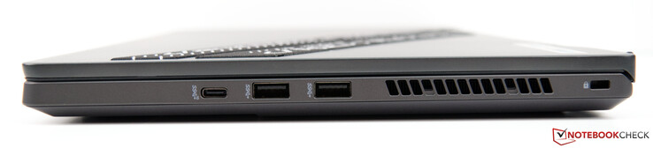 Izquierda: USB-C 3.2 Gen. 2 (sin DP, PD o G-Sync), 2x USB-A 3.2 Gen. 1, bloqueo Kensington