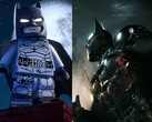 Ilustración promocional de Lego Batman: El legado del Caballero Oscuro junto a la misma de Batman: Arkham Knight