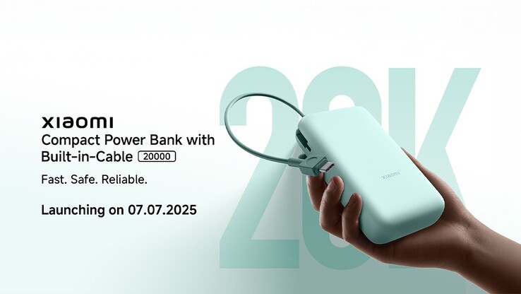 Un cartel de marketing del Compact Power Bank con cable incorporado 20000 en la India. (Fuente de la imagen: Xiaomi)
