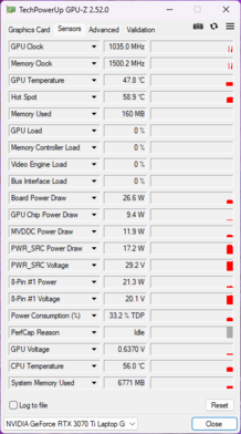 GPU-Z - GPU Nvidia GeForce RTX 3070 Ti para portátiles