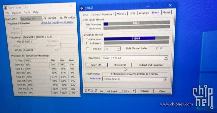 Resultados de la CPU-Z. (Fuente de la imagen: Chiphell)