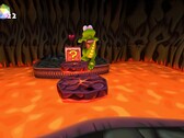 Croc Legend of the Gobbos captura de pantalla que muestra a Croc saltando sobre la lava