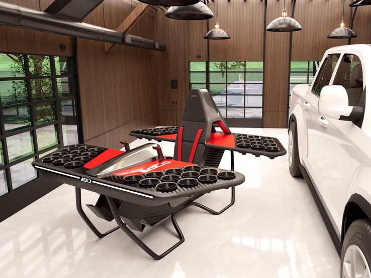 El acelerador aéreo JetBike de Leo Flight es lo suficientemente pequeño como para caber en garajes para cargarlo en casa. (Fuente de la imagen: Leo Flight)