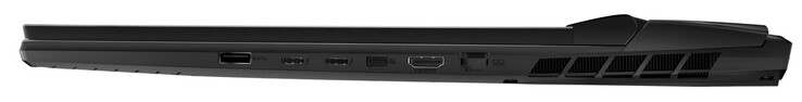 A la derecha: USB 3.2 Gen 2 (USB-A), 2x Thunderbolt 4 (USB-C; DisplayPort), Mini DisplayPort, HDMI, Gigabit Ethernet