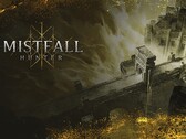 Ilustración principal de «Mistfall Hunter» que destaca el mundo de fantasía oscura de Gyldenmist.