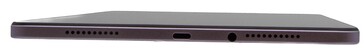 Derecha: Altavoces, USB-C, conector de 3,5 mm, altavoces