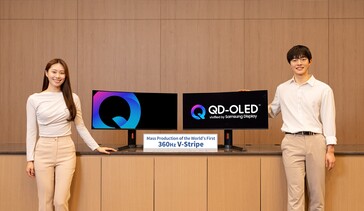 El nítido panel QD-OLED V-Stripe de Samsung con una velocidad de refresco de 360 Hz. (Fuente de la imagen: Samsung Display)