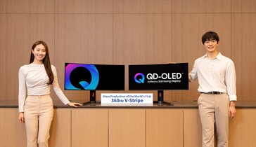 El nítido panel QD-OLED V-Stripe de Samsung con una velocidad de refresco de 360 Hz. (Fuente de la imagen: Samsung Display)