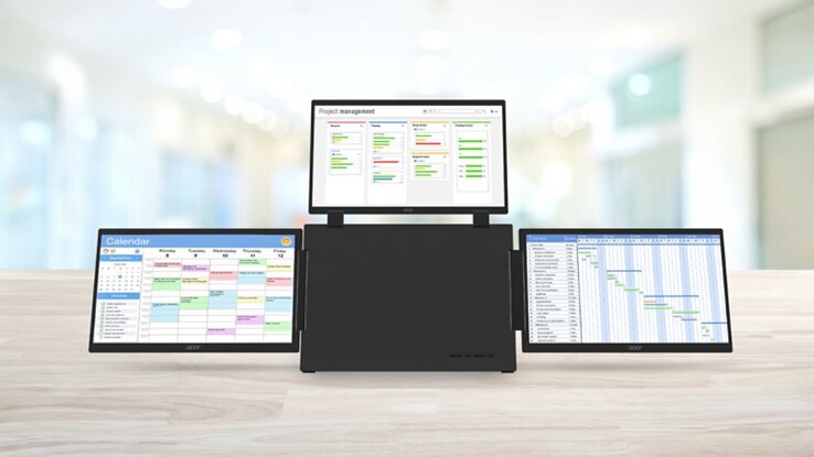 El monitor portátil de tres pantallas Acer PD163Q-P3 también es compatible con el sistema de montaje VESA.