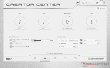 Monitorización del sistema en tiempo real. De forma molesta, las temperaturas de la CPU y la GPU se ocultan bajo los botones'Detalle