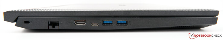 Lado izquierdo: Ranura de bloqueo Kensington, Ethernet RJ45, HDMI, USB tipo C, 2x USB 3.0 tipo A