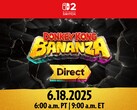 Teaser del Direct de Donkey Kong Bananza. El miércoles 18 de junio el Direct desvelará alguna información sobre el próximo juego de Switch 2 (Fuente de la imagen: Nintendo)