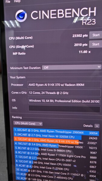 Puntuación de AMD Ryzen AI 9 HX 370 Cinebench R23 (fuente de la imagen: HXL en X)